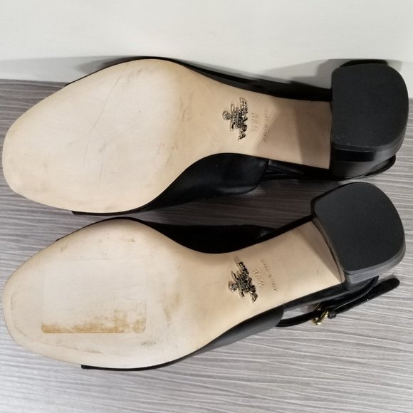 Prada Slingback 85mm Sandals, Black Leather, Size 6.5 US / 36.5 - Picture 9 of 11